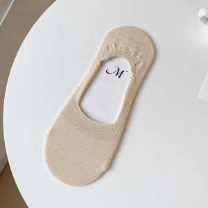 Bivui Invisible Socks Light Brown Series Summer Thin Cotton Socks Non-Slip No Heel Loose Boneless Boat Socks for Sports And Outdoor