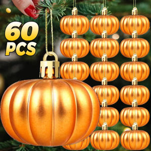 Dizoey 60Pcs Halloween Hanging Ornaments Thanksgiving Pumpkin Ball Hanging Pendants DIY Christmas Tree Decoration Home Party Decors