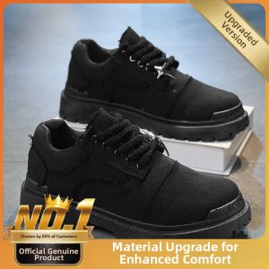 Elevating Thick Sole Retro Black Canvas Martin Shoes