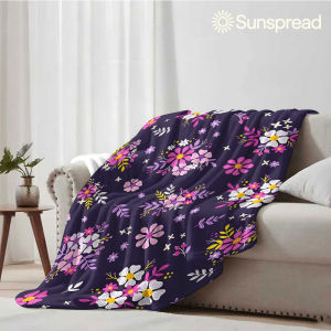 Beast Kingdom | Dark Purple Mixed Floral Soft Warm Flannel Blanket Lightweight Cozy Christmas Halloween Home Decor Room