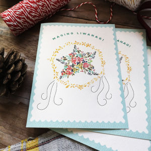 "Blooms berries & cheers!" 4.25x5.5" Christmas card with envelope-solo