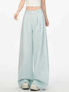 กางเกงขายาวทรงหลวมสไตล์ฤดูร้อนสำหรับผู้หญิง MATTUCLB กางเกงขายาวทรงหลวมสบายๆ สีเขียวมะนาว ทรงหลวม ทรงยาวคลุมเข่า