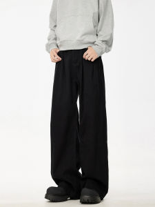 กางเกงยีนส์ทรงตรงสีดำสไตล์สตรีทอเมริกันสำหรับผู้ชาย CleanFit กางเกงขายาวทรงหลวมสบาย ๆ หลากหลายสไตล์