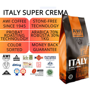 AWI KOPI ITALY SUPER CREMA 1 Kg| Arabica Robusta | Premium Cafe Blend |  Ground  Specialty| Single Origin  Coffe | Cafe  Coffe | Shop  Manual Brew |  Alat Kopi | Best Seller| Fresh Roast | Seduh Kopi | Kopi Bubuk Asli | Kopi Wik Wik | Kopi Cleng