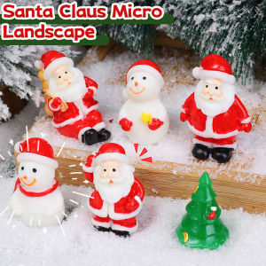 YESPERY 1/4/6Pcs Mini Resin Christmas Decoration Santa Claus Snowman Tree Figurine Micro Landscape Model DIY Miniature Garden Home Ornament Gift