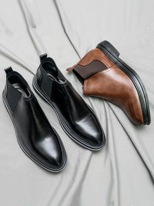 Mens Chelsea Boots 2024 Autumn Winter New England Style Thick Bottom Extra Large Size 47 High Sense Short Leather Martin Boots