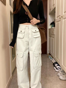 กางเกงยีนส์ทรงหลวมสไตล์อเมริกันย้อนยุคสำหรับผู้หญิง กางเกงขายาวทรงหลวมสบายๆ ฤดูร้อน ใหม่ ลำลอง ฤดูใบไม้ร่วง ลำลอง ทรงหลวม กางเกงยีนส์