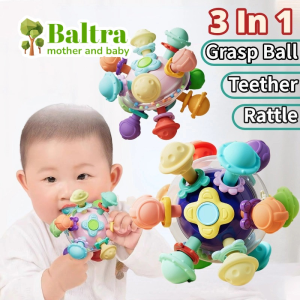 Baltra Manhattan Ball Baby Teething Toys Silicone Rattle Teether Grasp Ball for Newborn 6-12 Month Infant