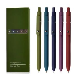 5Pcs Rainbow Minimalist Press Type Quick Drying Carbon Gel Pens Set For StudentsNurseBible Journal Supplies Office Accessories