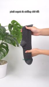 Tất vớ nam công sở cổ cao Mr.Socks màu xám sọc đen chất liệu cotton cao cấp hút ẩm thoáng khí - TAY09-1DOI