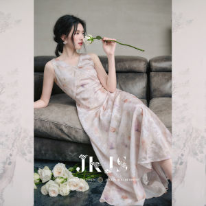 JK＆JS | Đầm Cheongsam Dáng V Cổ Cho Mùa Hè Nữ