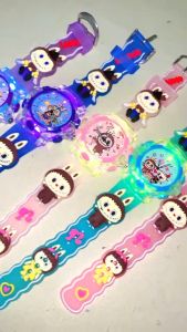 Jam Tangan Anak Lucu dengan Desain Karakter Labubu dan Lampu Warna-Warni Trendy