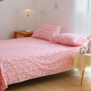 Sumu Pure ผ้าฝ้าย ผ้าปูที่นอนลายดอกไม้ชิ้นเดียว 100% ผ้าฝ้าย Twill1.2 1.5 1.8 เมตร อุ่น ผ้าปูที่นอนลายดอกไม้สีพืช