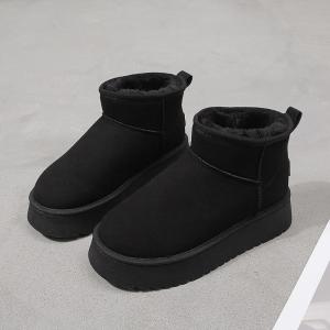 Platform Shoes Platform Snow Boots Womens Winter 2024 New Arrival Waterproof Short Height Increasing Cotton-Padded Shoes Warm with Velvet Bread Shoes