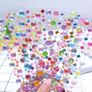 Childrens Gem Stickers Diamond Crystal Princess 3D Decoration Sticker Girls Scrapbooking Adhesive Paper Toy Educational