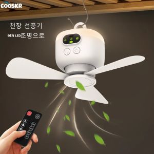 Quạt Trần Di Động Cho Lều Cắm Trại Có Điều Khiển Từ Xa Tích Hợp Đèn Pin Sạc 8000mAh Không Dây Làm Mát Không Khí Cho Mái Che