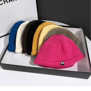 Trendy Knitted Woolen Cap for Men with Small Patch Headwear Hip Hop Style Adjustable round Top No Brim Warm All Seasons Hat