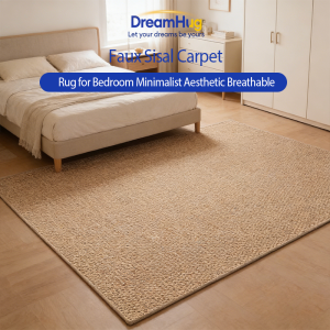DreamHug Modern Faux Sisal Rug (Karpet na hindi madulas) Pineapple Weave Carpet Anti-Slip Bottom for Coffee Table / Bedroom Area Rug Wear-Resistant & Easy to Clean Minimalist Home Decor 4 Sizes available