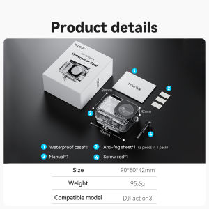 TELESIN 45M Waterproof Housing Case For DJI OSMO Action 3 4 5Pro Underwater Diving Case High Strength Protector Cover