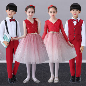 Princess กระโปรง ชุดเสื้อผ้าการแสดงสําหรับเด็กด้วย สายคล้อง กางเกง สําหรับสาวประถมและมัธยมศึกษาตอนต้น เหมาะสําหรับนักร้องและอ่านหนังสือ