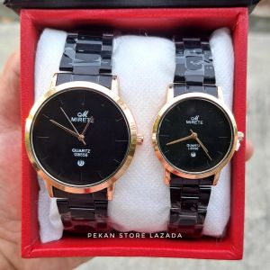 Jam Tangan Mirete Couple Pria Dan Wanita Tahan Air Tali Rantai Stainless Steel Anti Karat Mewah elegan Kasual Klasik Bisa Satuan || Jam Tangan Couple Pria Dan Wanita Model Analog Quart Kekinian Tanggal Aktif Free Batrai Cadangan Termurah COD