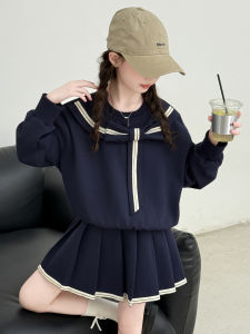 MPW | Trendy School Uniform Style Girls Outfit Short Skirt Sweatshirt Set Spring Autumn High Waist Comfortable Breathable Two Pieces