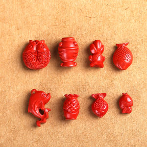 จี้สีแดงธรรมชาติคุณภาพสูง จี้สีแดงสดทำมือรูปตัวอ่อนฉลาม รูปโลมา จี้แบบแยกชิ้นสำหรับทำเครื่องประดับแฟชั่น