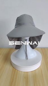 หมวกกันแดดปีกกว้าง หมวกสีพื้น หมวกเดินป่า หมวกกกันแดดกลางแจ้ง มีตาข่ายระบายอากาศ ป้องกันแดด