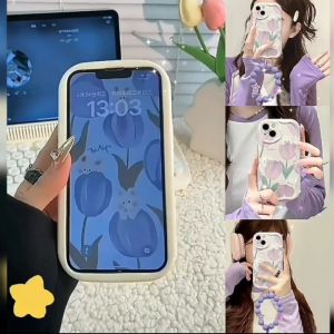 XingDuo Casing hp OPPO & Realme: Lanyard Kesing Originality & Tulip Bunny Oil Painting Flowers