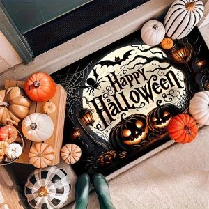 Vikama Kinh Dị Halloween Bí Ngô Ma Thảm Thảm Cửa Mềm Ngoài Trời Thảm Chào Mừng Cho Phòng Khách Phòng Ngủ Nhà Bếp-Phong Cách Mục Vụ Polyester