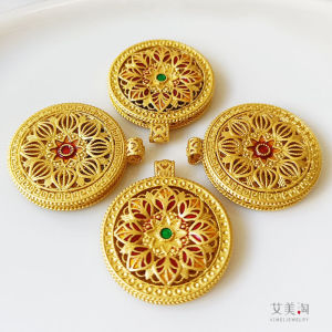 Ancient Gold Color Drop Oil Eight Treasures Compass Pendant DIY Hand Necklace Sweater Chain Pendant Costume Accessories Accessories