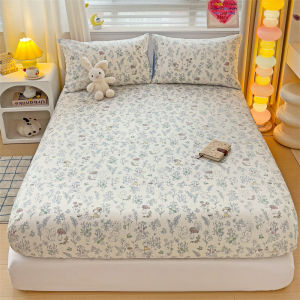 Alls Wonderland Cotton Bedsheet 1000TC Cute Cartoon Soft Floral Fittedsheet Full Cover Mattress Cover