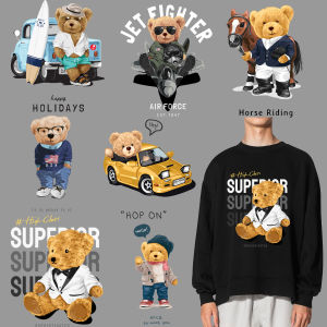 Cartoon Teddy Bear Thermoadhesive Patches Iron On Patches Design Luxury Custom Patch Heat Transfer Stickers For T Shirt Decals