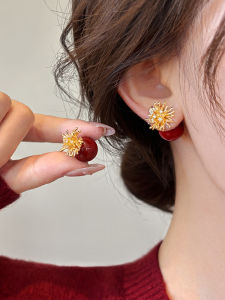 YICAN | Two-Way Red Firework Pearl Earrings S925 Sterling Silver