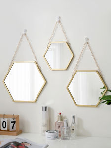 JUXIANYOU | Nordic Style Iron Hexagonal Wall Mounted Mirror