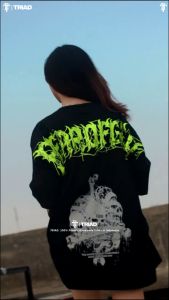 TRIAD T-SHIRT OVERSIZE BLACK FEAR OF GOD | OVERSIZED COTTON COMBED TSHIRT | KAOS STREETWEAR PRIA WANITA A4736