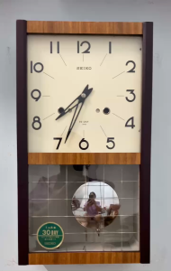 #.Đồng hồ treo tường quả lắc cơ Seiko lên cót 30 day cổ điển.#. Đồng hồ côn cổ