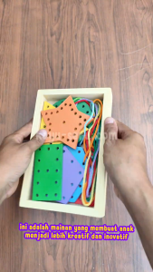 Papan jahit Geometri Mainan Edukatif - Kayu Seru