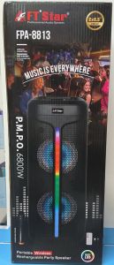 Fpa-8813 6800W Double 8.5 Inch Wireless Portable Speaker LED Light Party Box Karaoke WITH MIC
