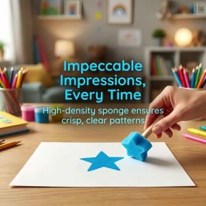 9Pcs Sponge Stamp Brush Set Fun Shape Wooden Handle Stamps for Card Making & Wall Painting 4 Colors Available