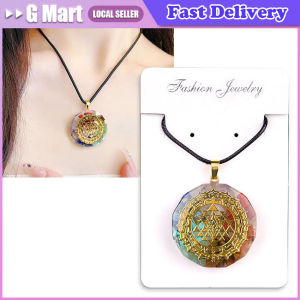 Natural 7 Chakra Orgonite Energy Om Symbol Crystal Pendant for Reiki Healing Stone Handmade Relaxation Meditation Yoga Jewelry