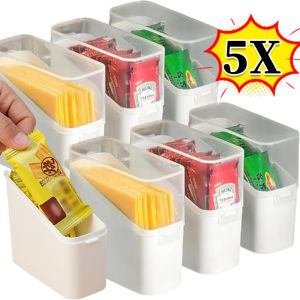 5pcs Japanese Style Refrigerator Side Door Storage Box / Creative Cheese Slice Plastic Preservation Case / Flip-top Snap-on Type Container Organizer