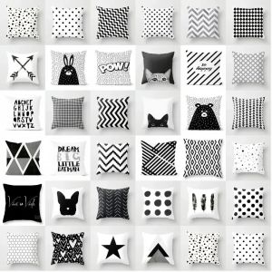 Black and white striped creative decorative pillowcase living room office ornaments home decoration pillowcase