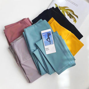 Macaroon Color Yoga Pants High Waist Fitness Sports Shorts Quick Dry Pockets Womens Thin Nylon Spandex Seven Nine Pants