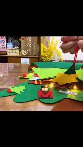 【LED String Light】Kids DIY Felt Christmas Tree with Ornaments Children New Year Gifts for Christmas Door Wall Hanging