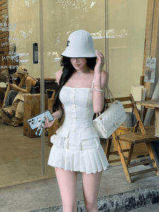 Syj Shuyijia French Style Elegant Lady Design Sensation Slimming Pleated Short Skirt Dress Womens Fashion Summer Casual Dress