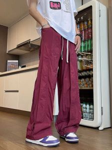 Quick Dry Casual Pants Mens Summer Thin Loose Fashion Design Wide Leg Pants Waterproof Straight Leg Trousers Lightweight Breathable