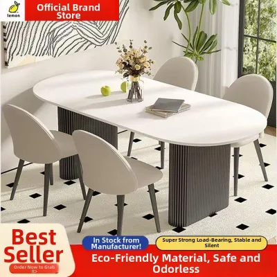 Cream Trendy Luxurious Modern Simple Warm Color Oval Dining Table