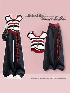 NUMEN BUTTON | Bộ Đồ 2 Mảnh Kiểu Dáng Ngọt Ngào và Mát Mẻ Kích Thước Lớn