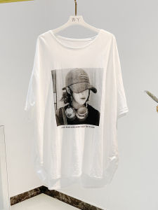 เสื้อยืดแขนสั้นผ้าฝ้ายผสมลินินฤดูร้อนสำหรับผู้หญิง ทรงหลวม แขนสั้น แขนครึ่งตัว แฟชั่นเกาหลี ลายดอกไม้ คอกลม เสื้อยืดผู้หญิง